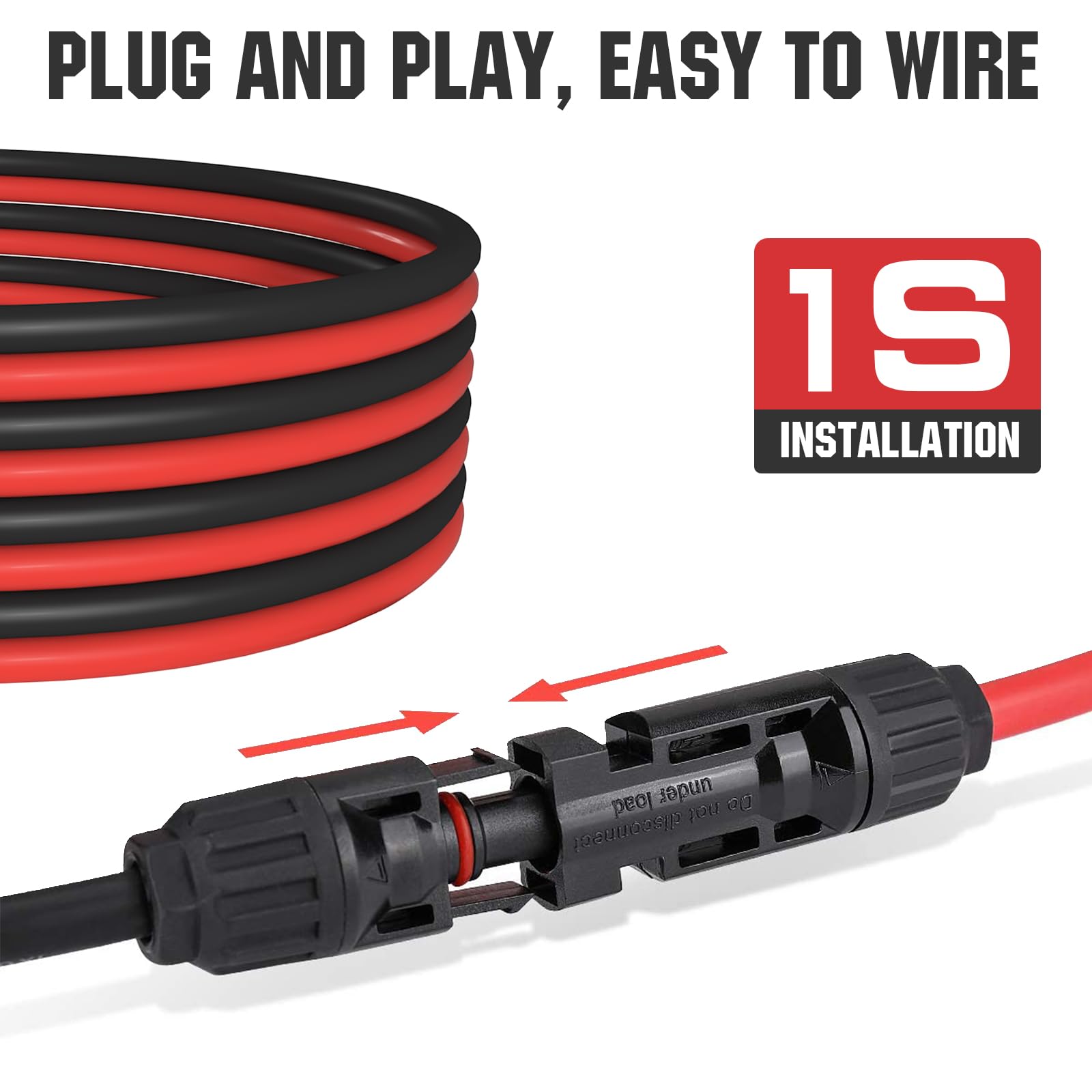 ECO-WORTHY cable connected to a rooftop solar panel rail, demonstrating installation use