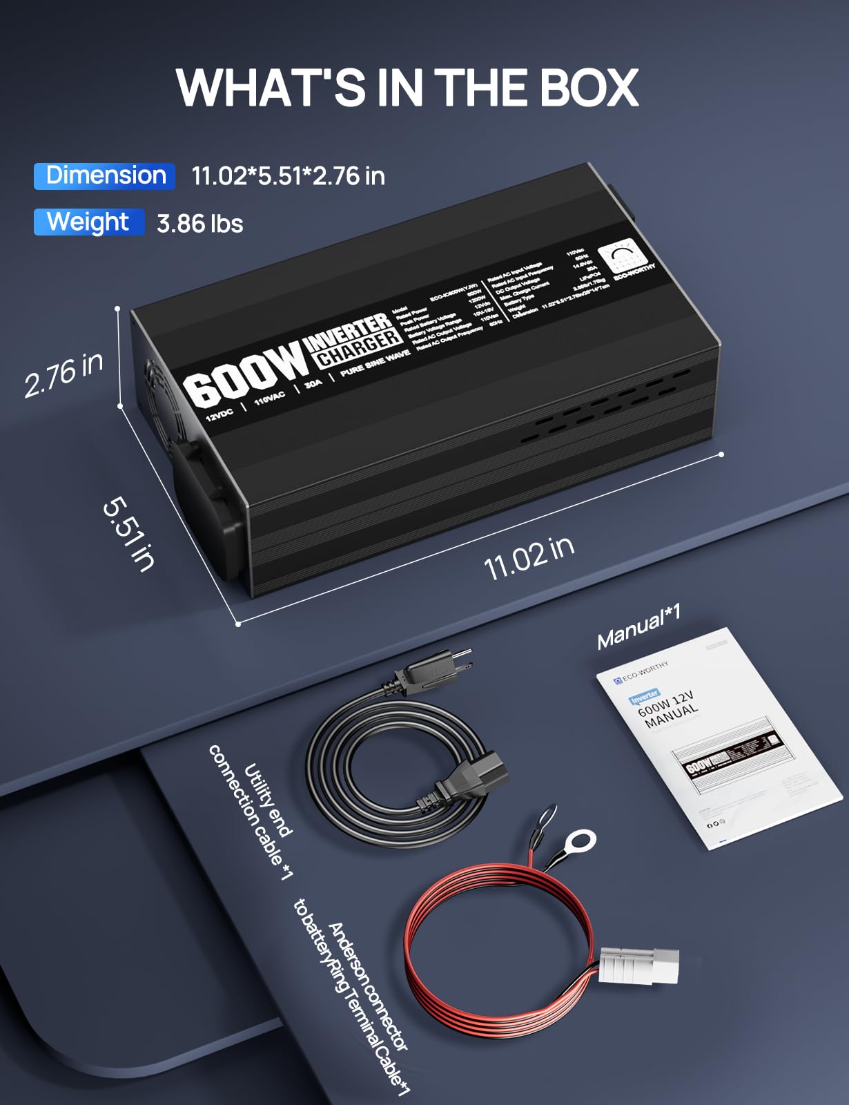 ECO-WORTHY next to a ruler to show compact size and easy fitment