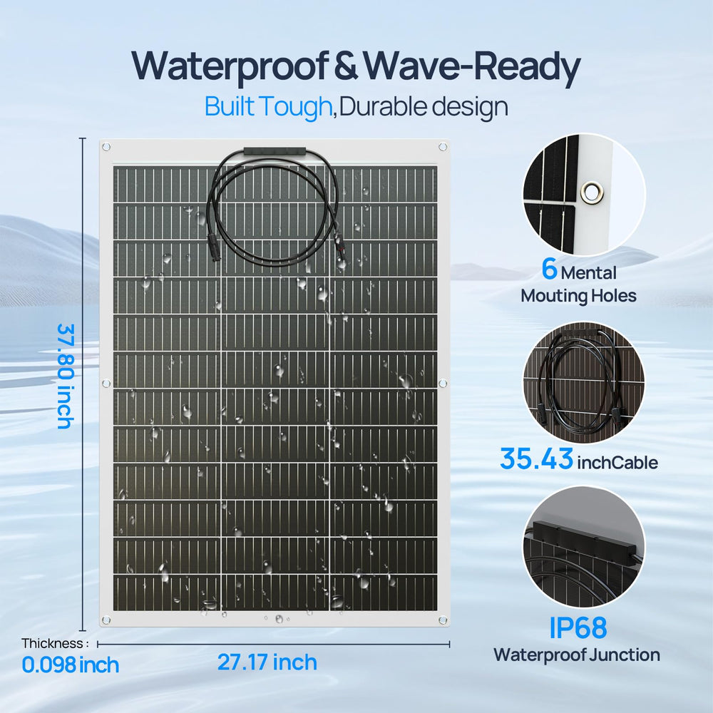 ECO-WORTHY panel bending on curved surface demonstrating 270-degree flexibility advantage