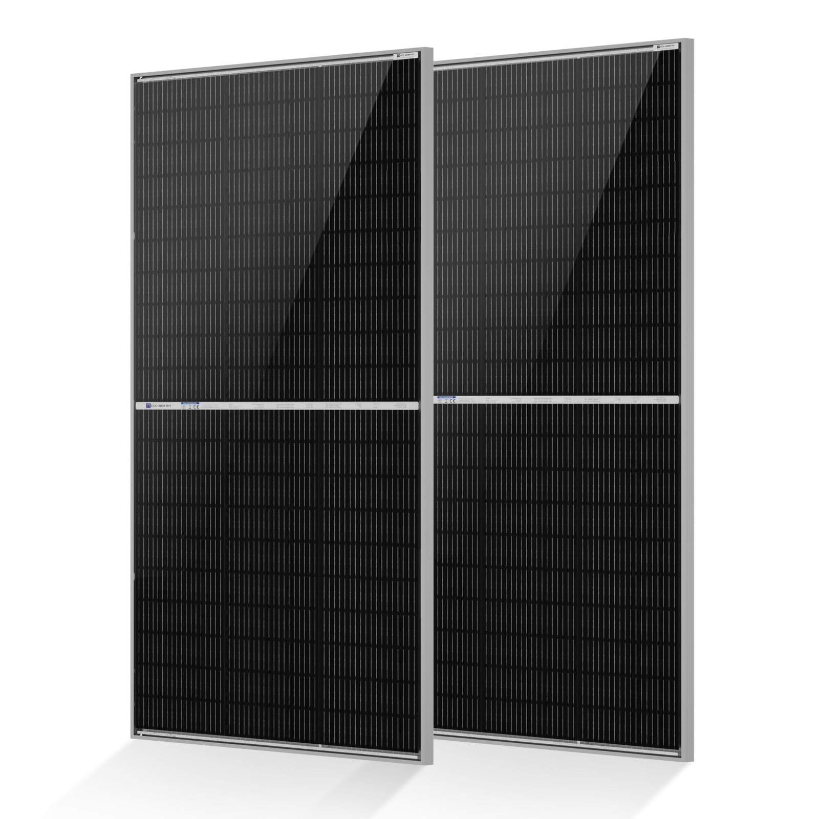 ECO-WORTHY panel front view showing sleek frame and high-efficiency cell layout for reliable output