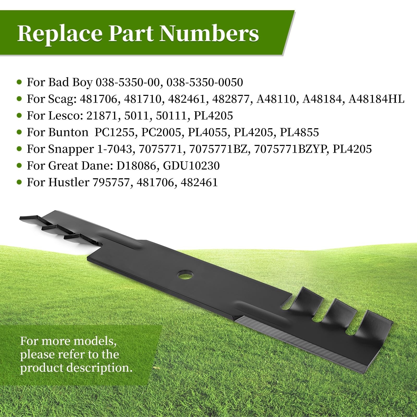 Ecreban blades installed in mower deck improving mulch circulation