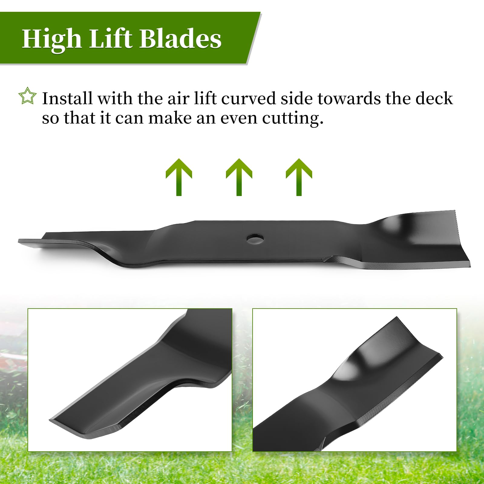 Ecreban blades cutting tall grass showing improved airflow and collection