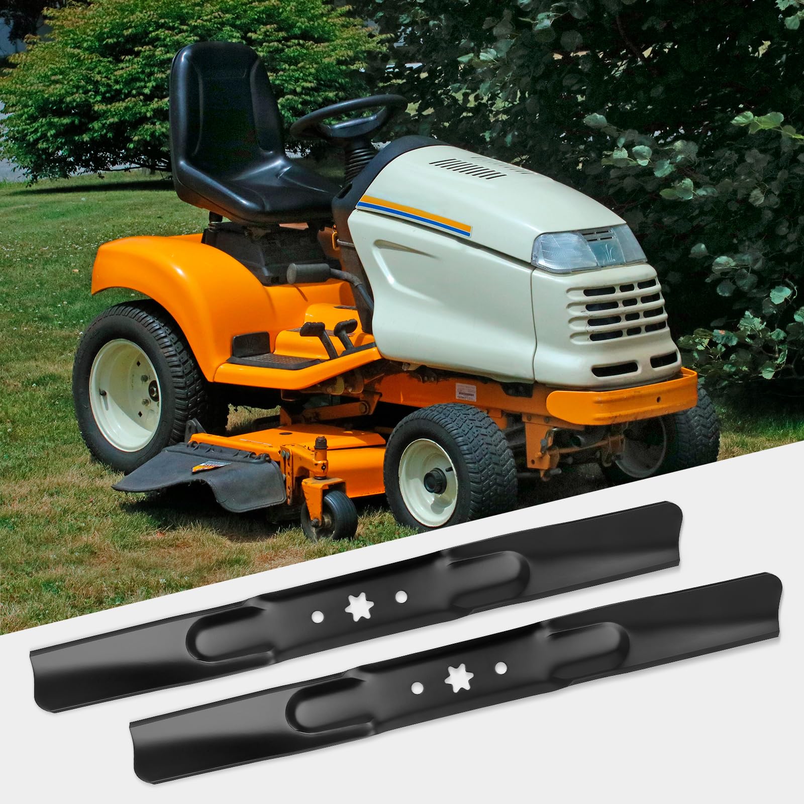Ecreban boxed two-pack of mower blades pre-sharpened for immediate installation