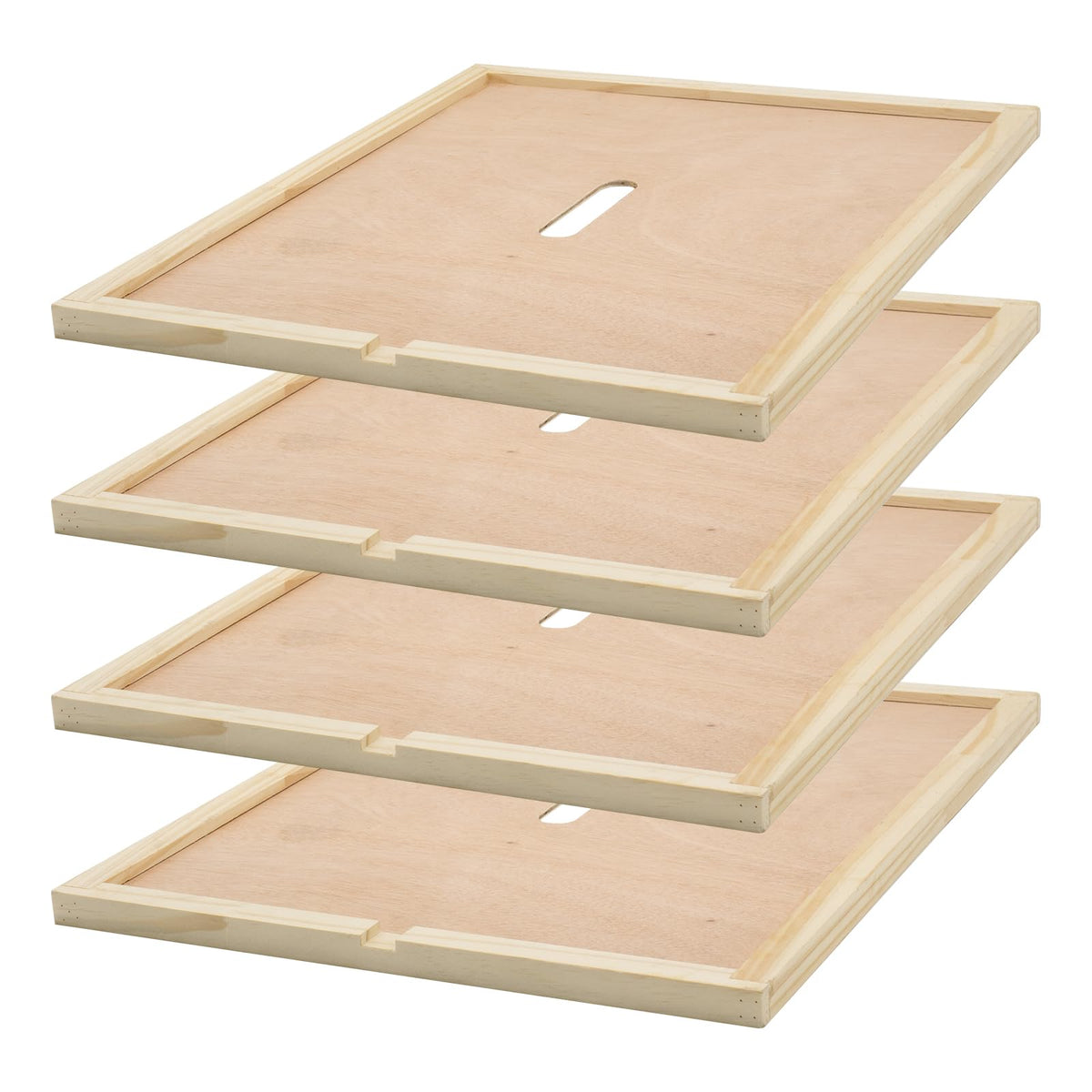ECRIZA front view of four inner covers showing fit and finish, improves hive protection