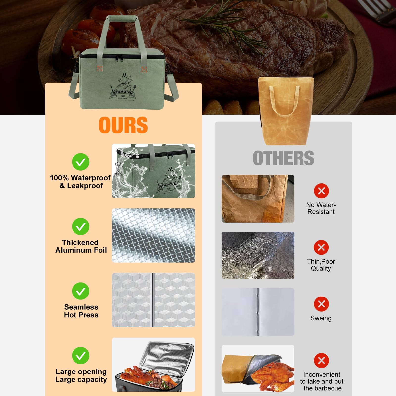 EddHomes brisket resting inside bag keeping meat warm and moist