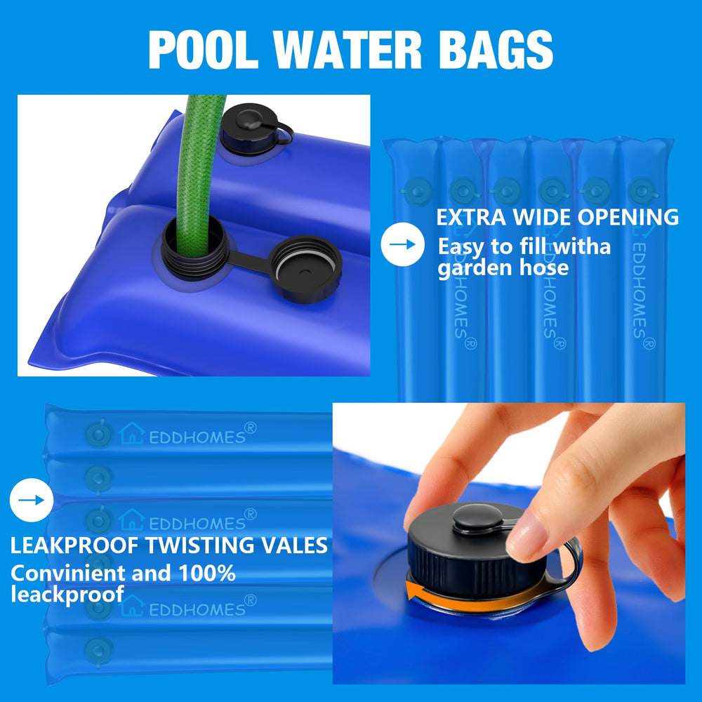 EddHomes water bag placed along pool edge securing cover benefit