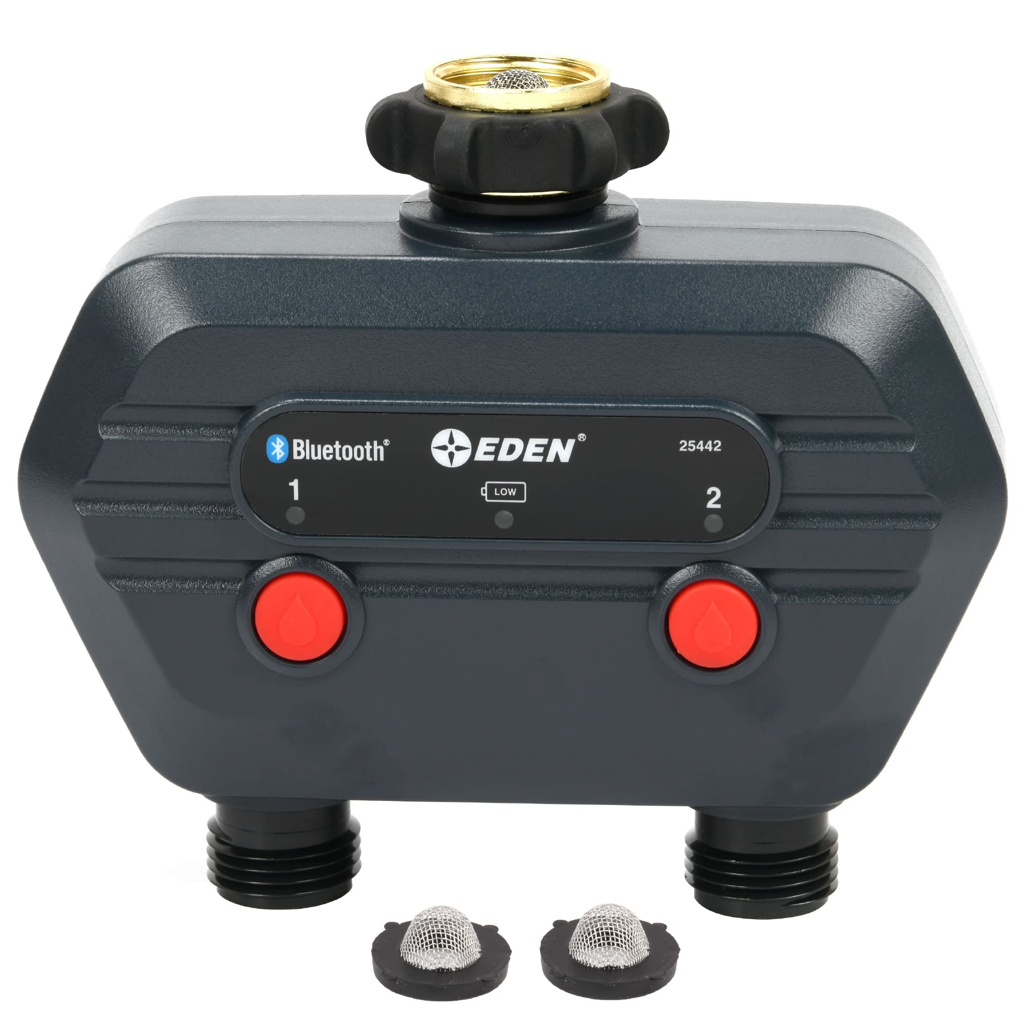 Eden 93442 front view showing controls and dual outlets for precise irrigation