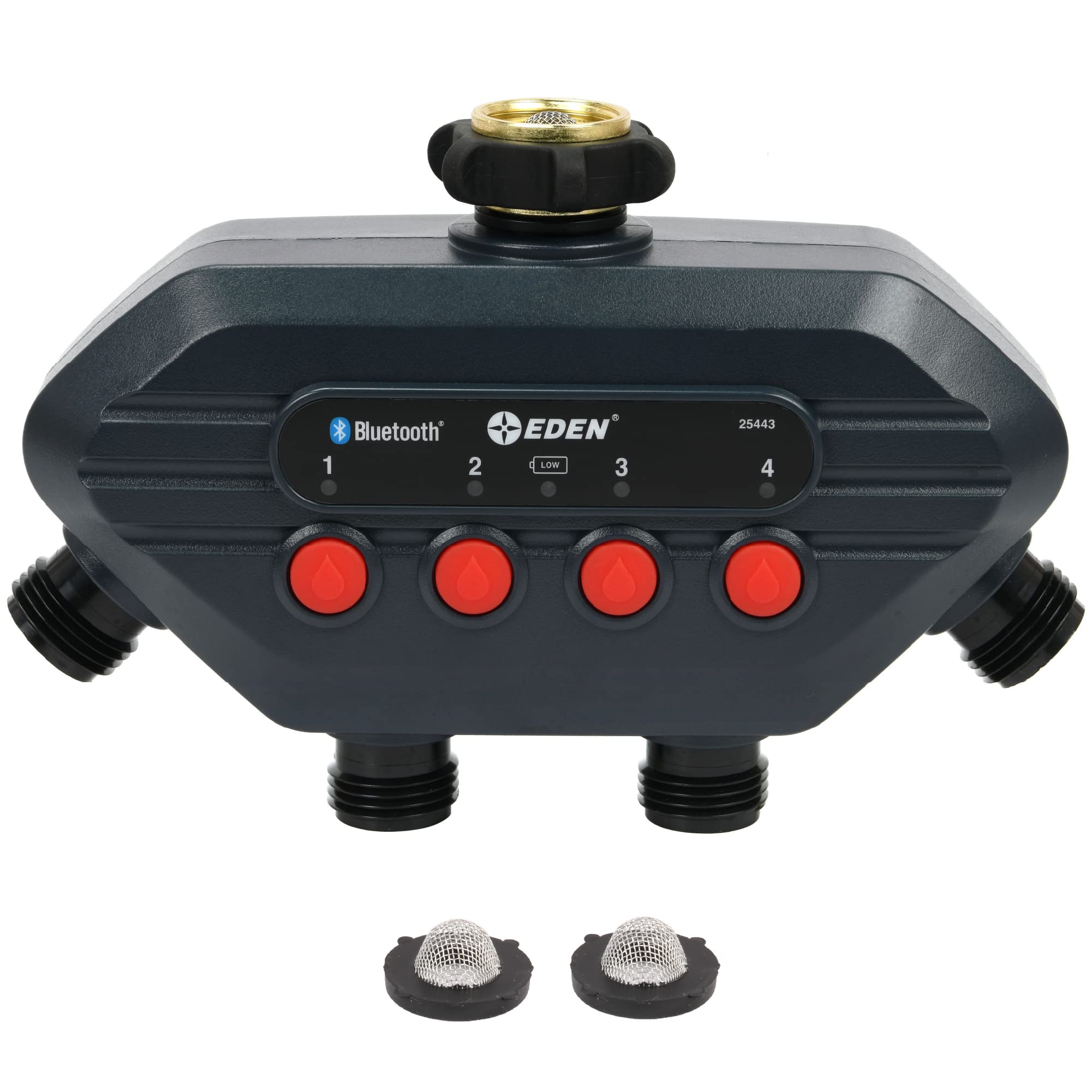 Eden 93443 front view mounted on faucet showing compact control and easy access