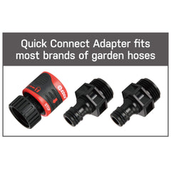 Eden 94123 quick-connect detail illustrating tool-free hookup and secure lock