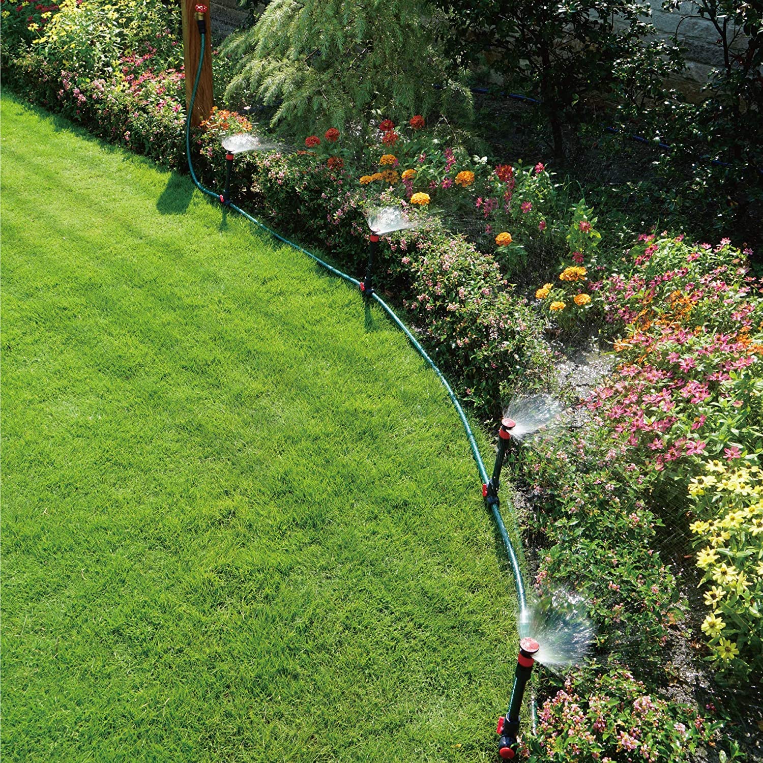 Eden adjustable sprinkler head close-up highlighting precise spray control
