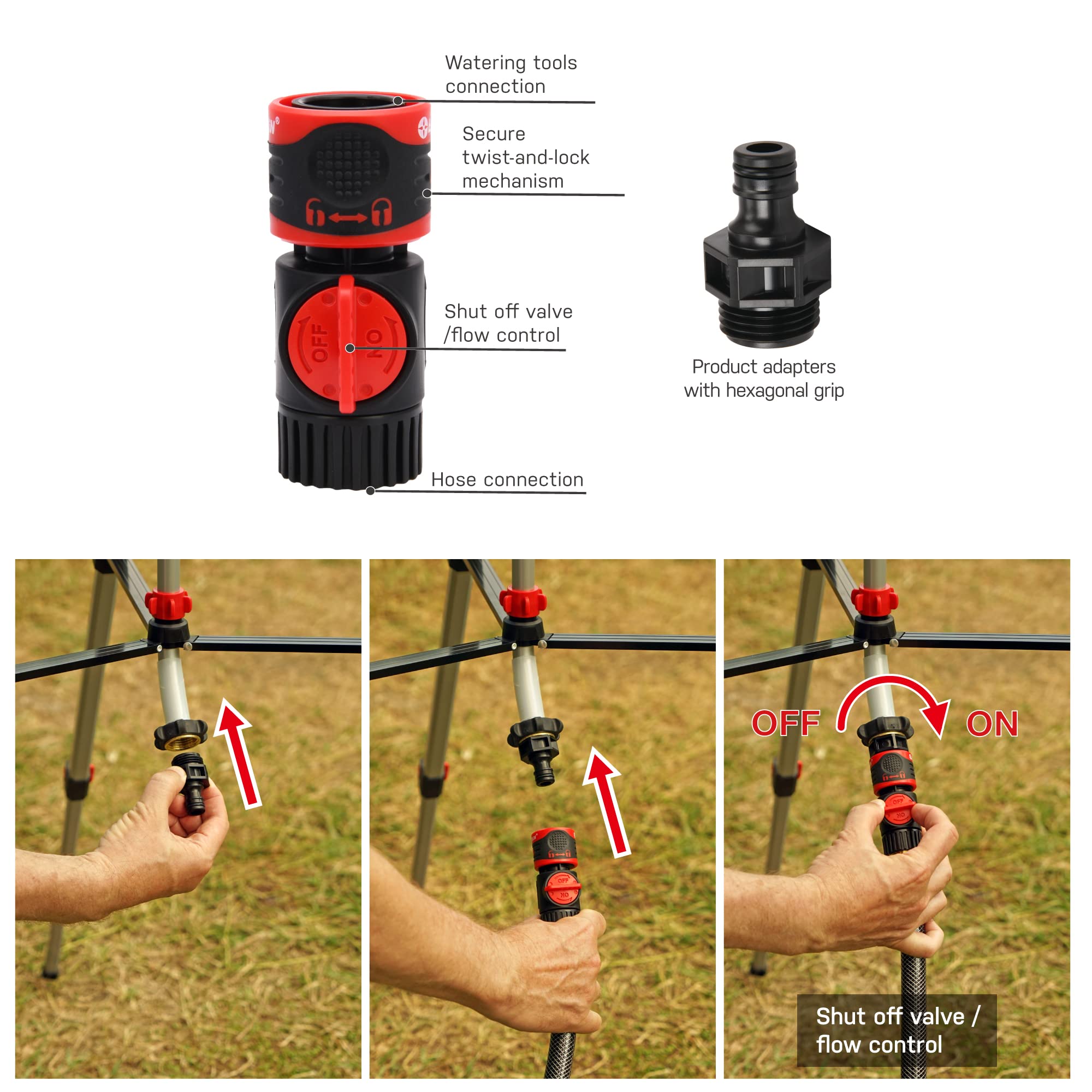 Eden premium quick-connect starter set with shutoff for convenient hose management