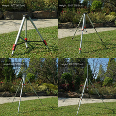 Eden metal tripod fully extended to 63 inches, reaches tall shrubs and bushes