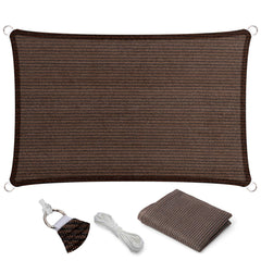 Eden's Decor front view of 5x7 brown shade sail showing full coverage benefit