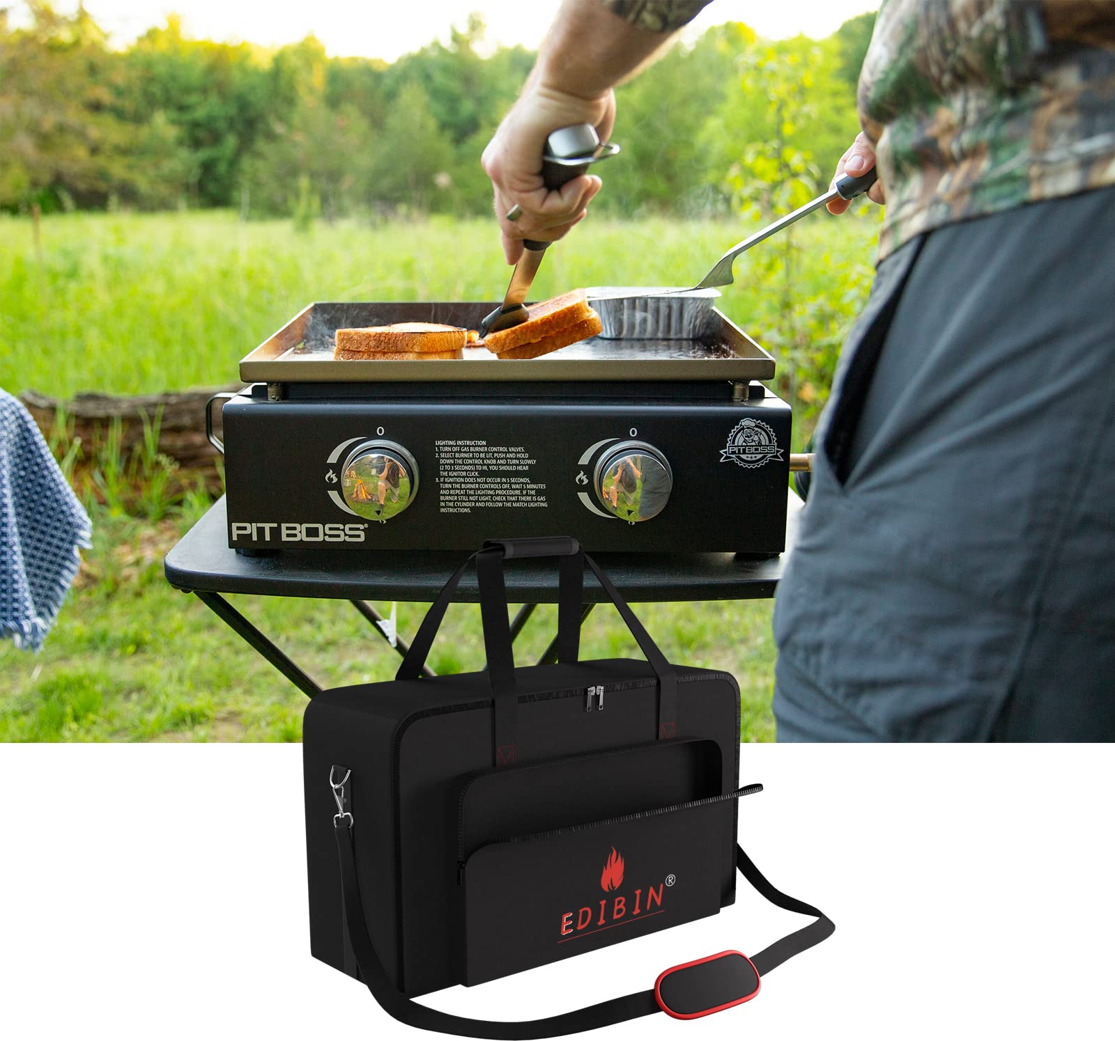EDIBIN bag beside a car trunk to illustrate scale and easy transport compatibility
