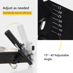 Edicapo angle adjuster closeup showing degrees and benefit of precise bevel selection