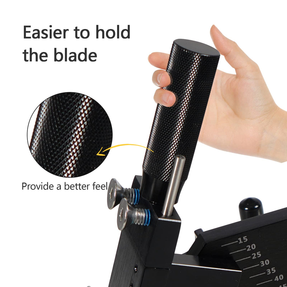 Edicapo lever and holder detail showing four-bar lock and benefit of secure clamping