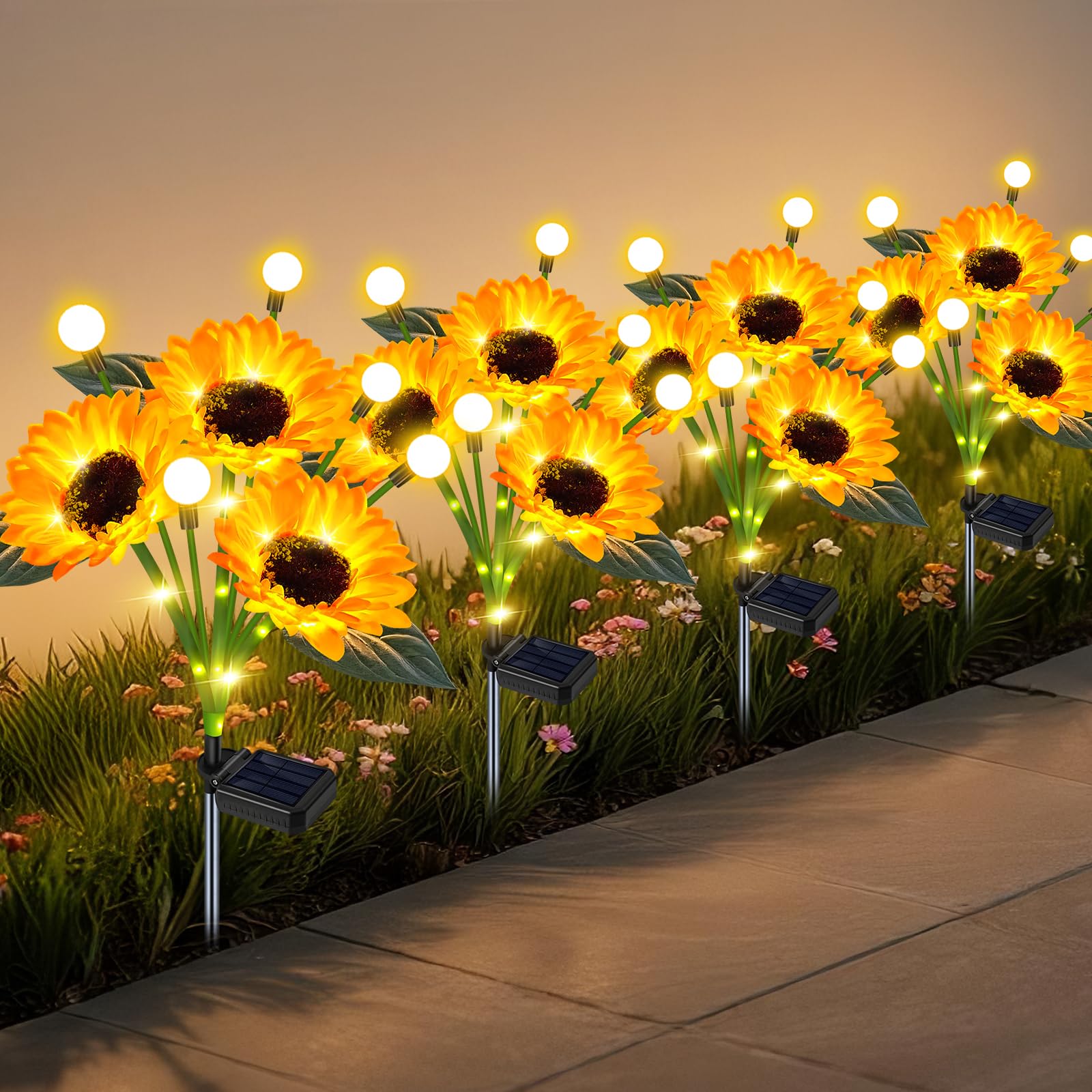 EDOF sunflower front view showing realistic petals and warm glow