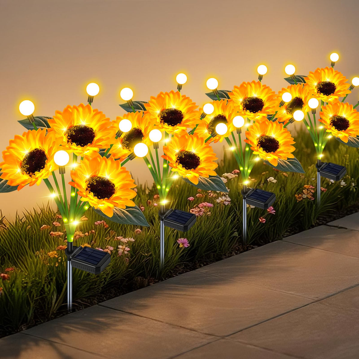 EDOF sunflower front view showing realistic petals and warm glow
