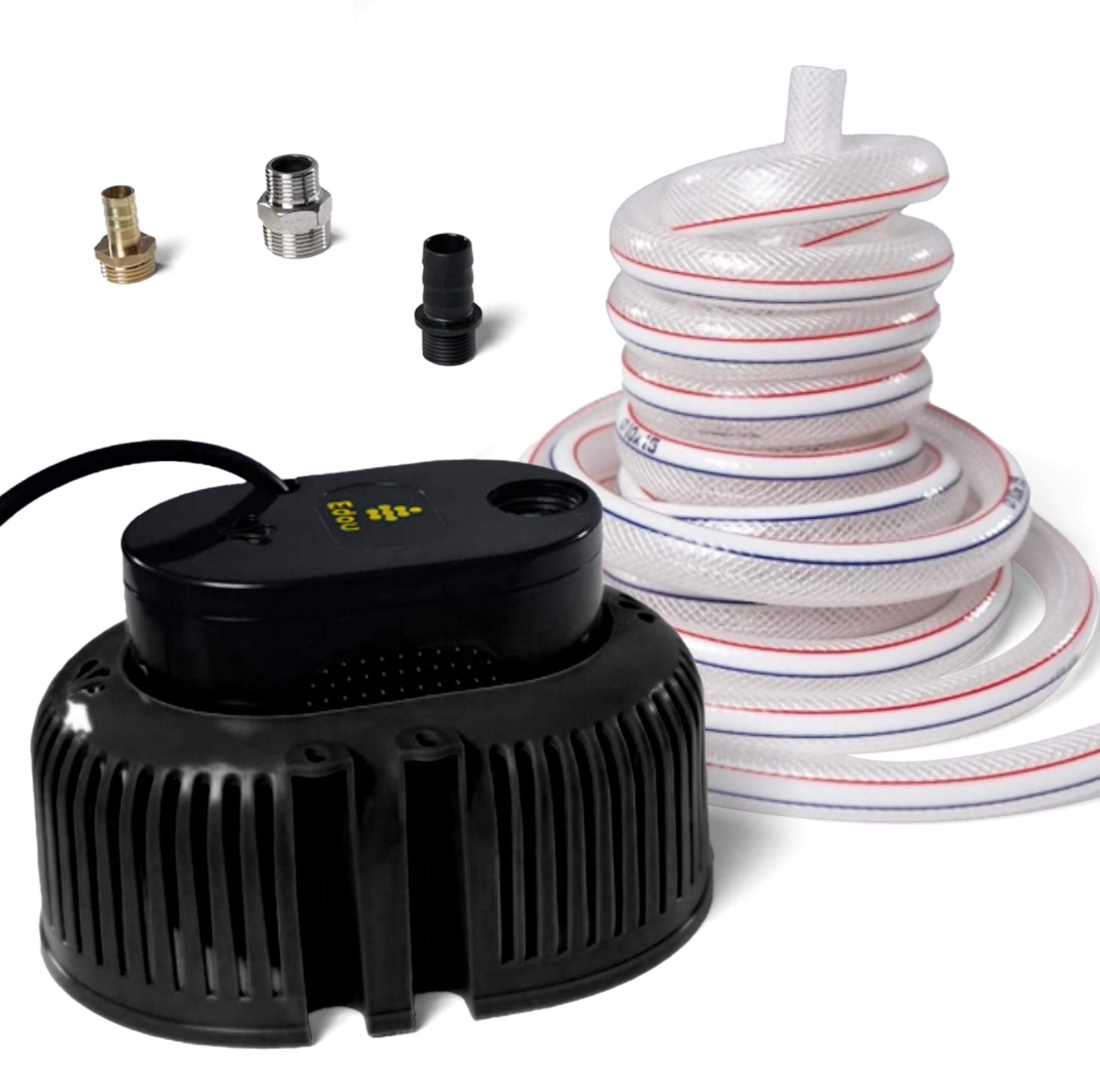 EDOU pump front view showing compact design and quick setup benefit