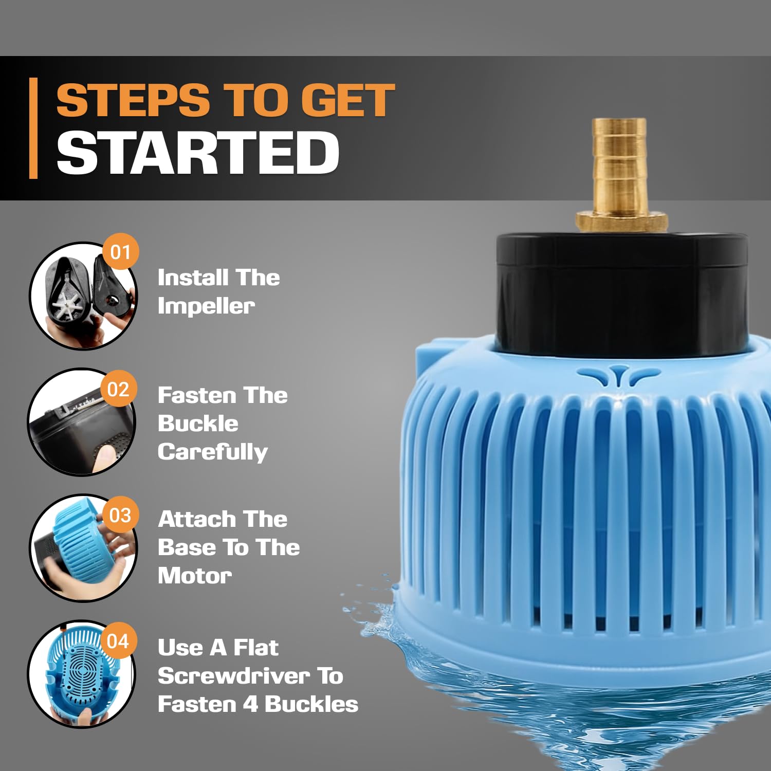 EDOU pump label and included adapters displayed for clear setup instructions