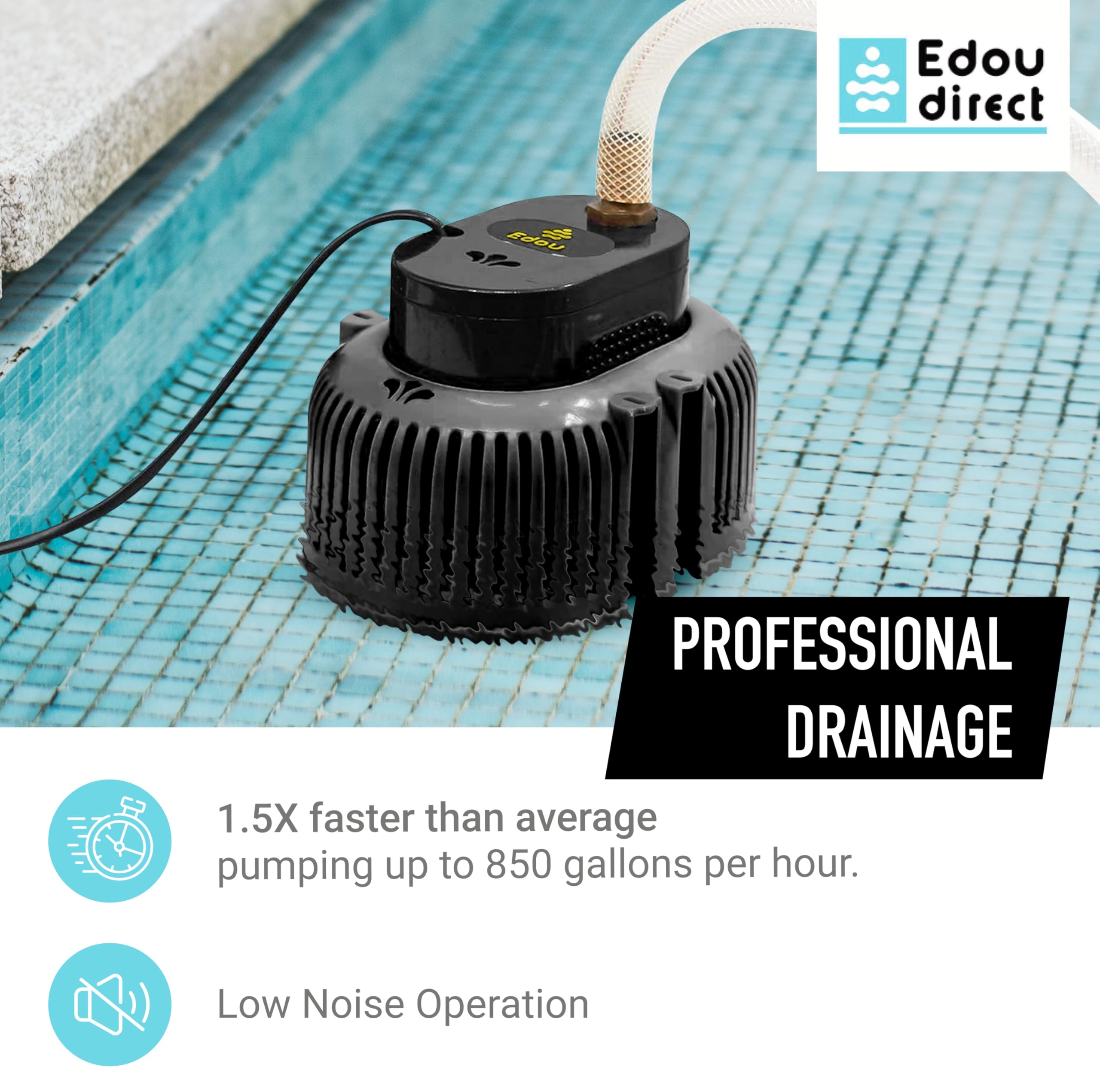 EDOU nozzle close-up with adapters for secure hose connection benefit