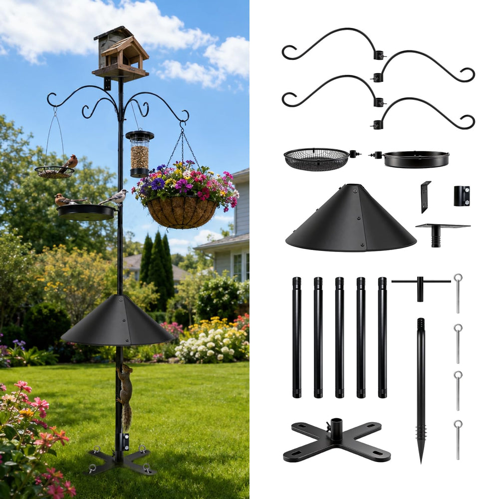 Edrifyah front view assembled pole showing stable multi-hook feeding benefits