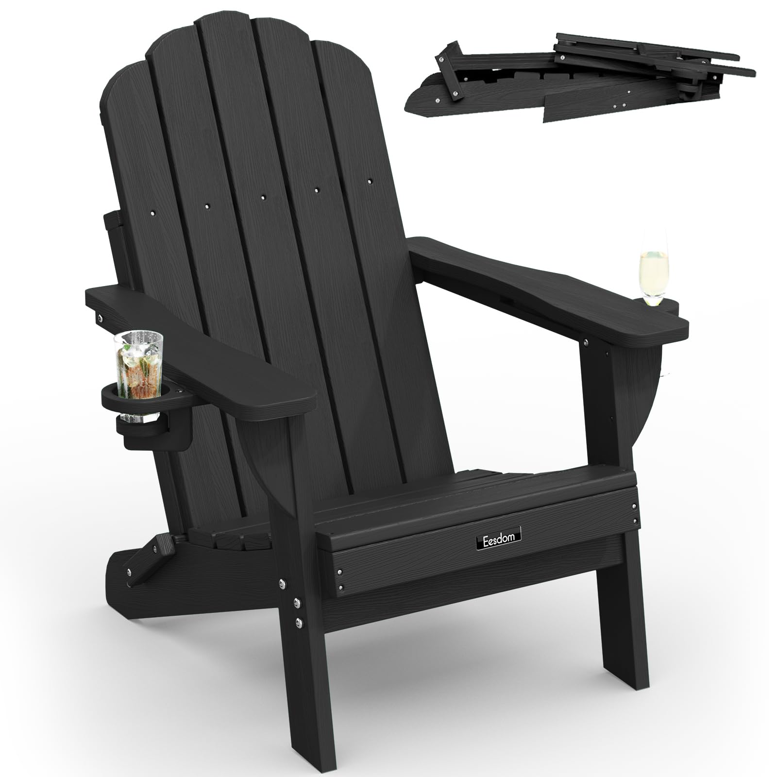 Eesdom front view of chair showing wood-grain finish and comfort