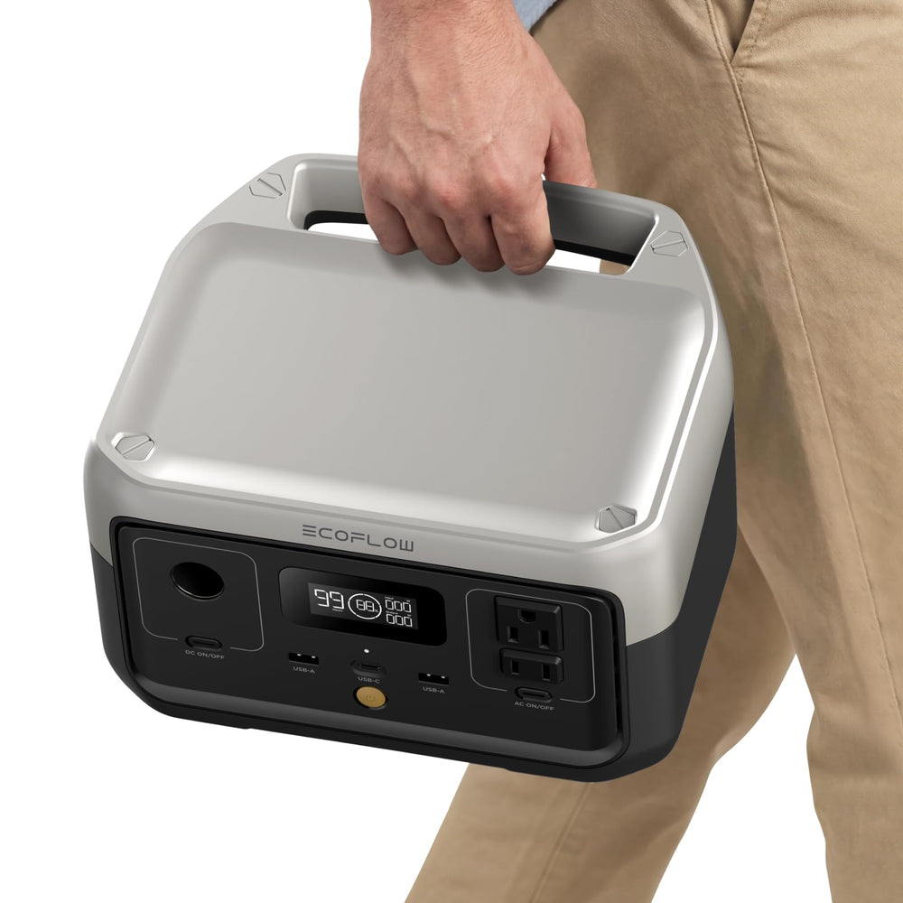 EF ECOFLOW RIVER 2 top handle shot highlighting lightweight carry convenience