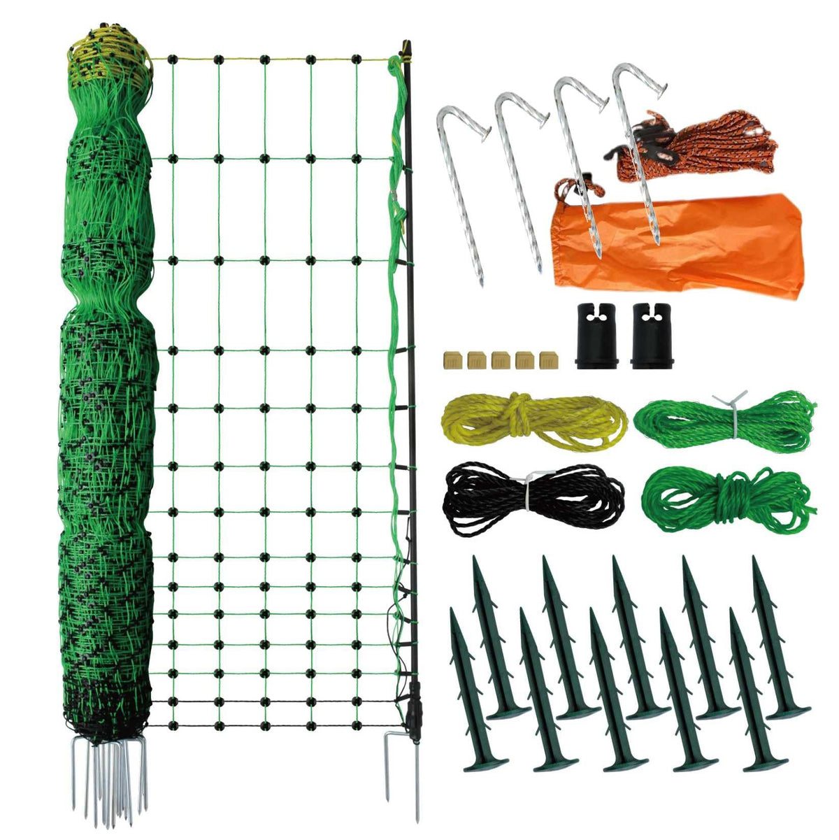 EFencSolv front view of green electric netting roll showing ready-to-install convenience and protection