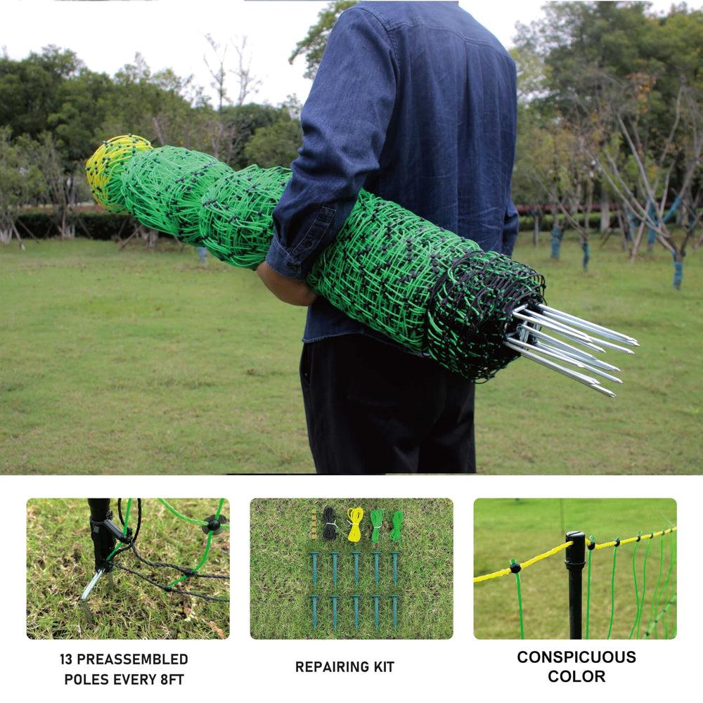 EFencSolv fence roll beside a person for scale showing compact transport and easy handling
