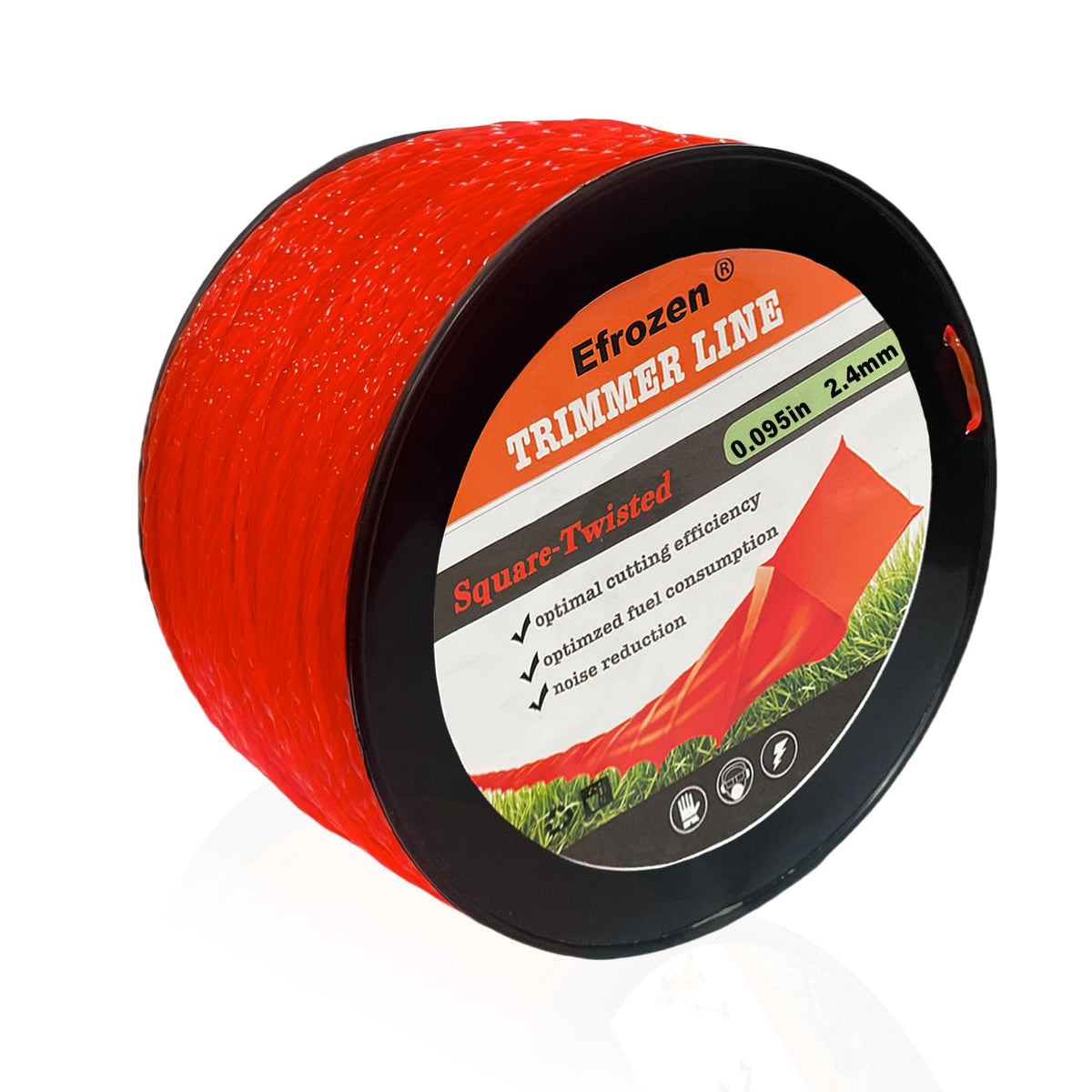efrozen spool front view showing bright orange heavy-duty line and easy storage