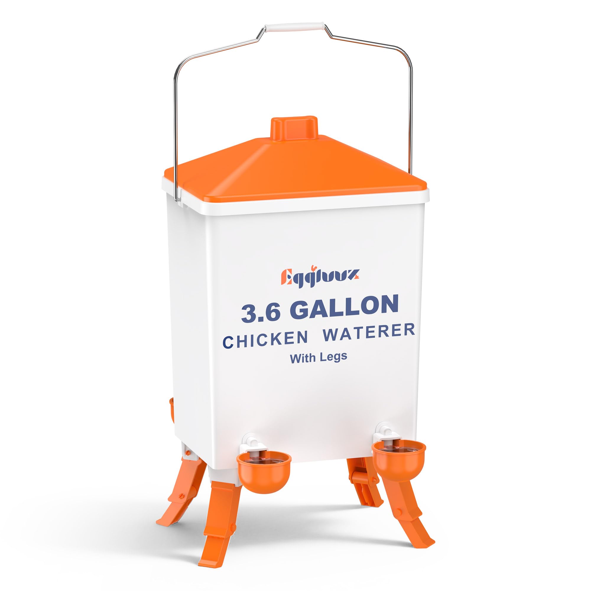 Eggluuz front view of waterer showing stable base and reservoir benefit clean watering