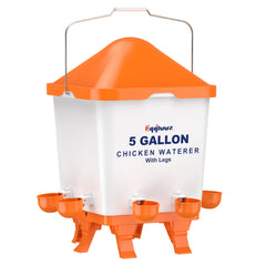 Eggluuz front view showing full five-gallon reservoir and cups, keeps flock hydrated