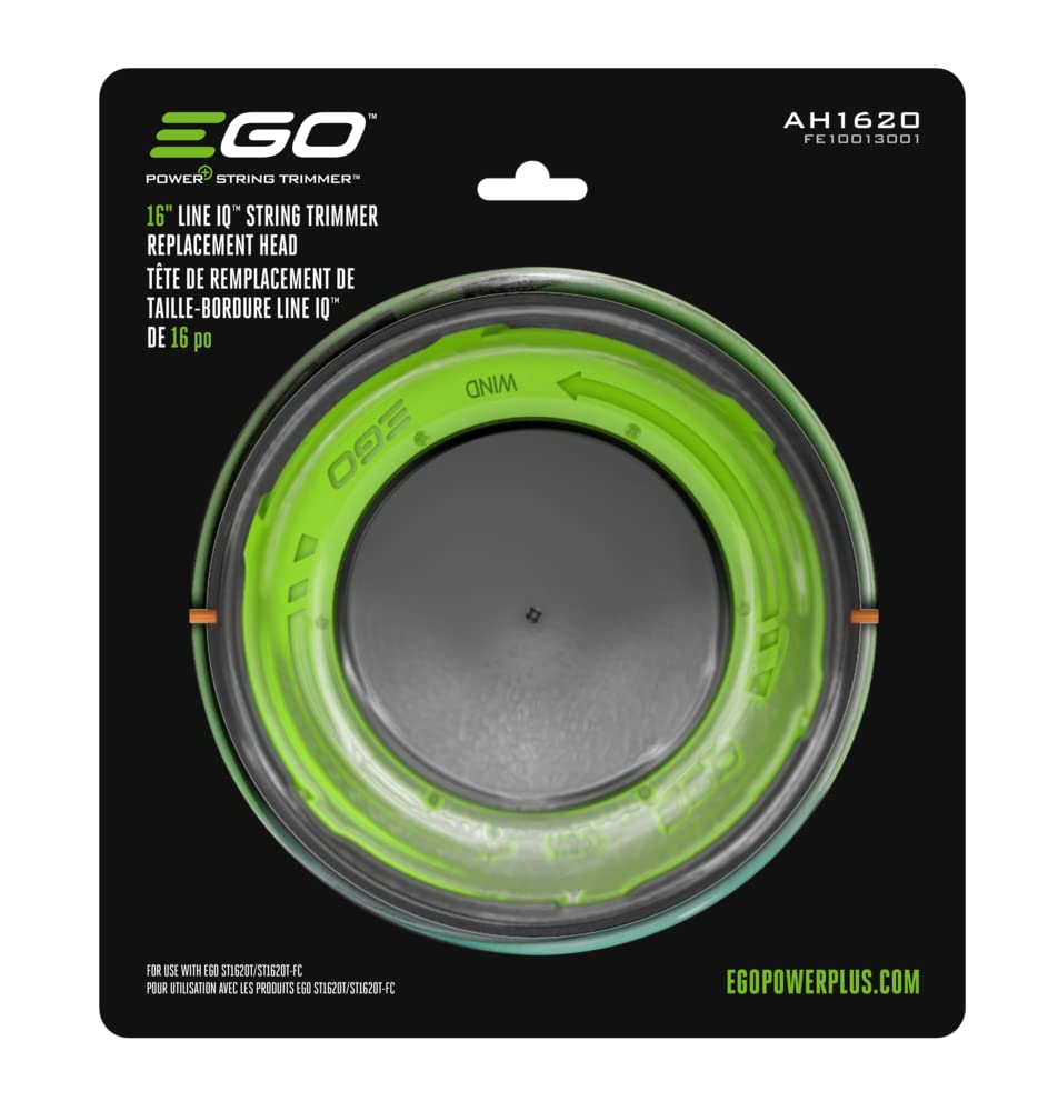 EGO Power+ AH1620 front view showing replacement trimmer head and compatibility benefits