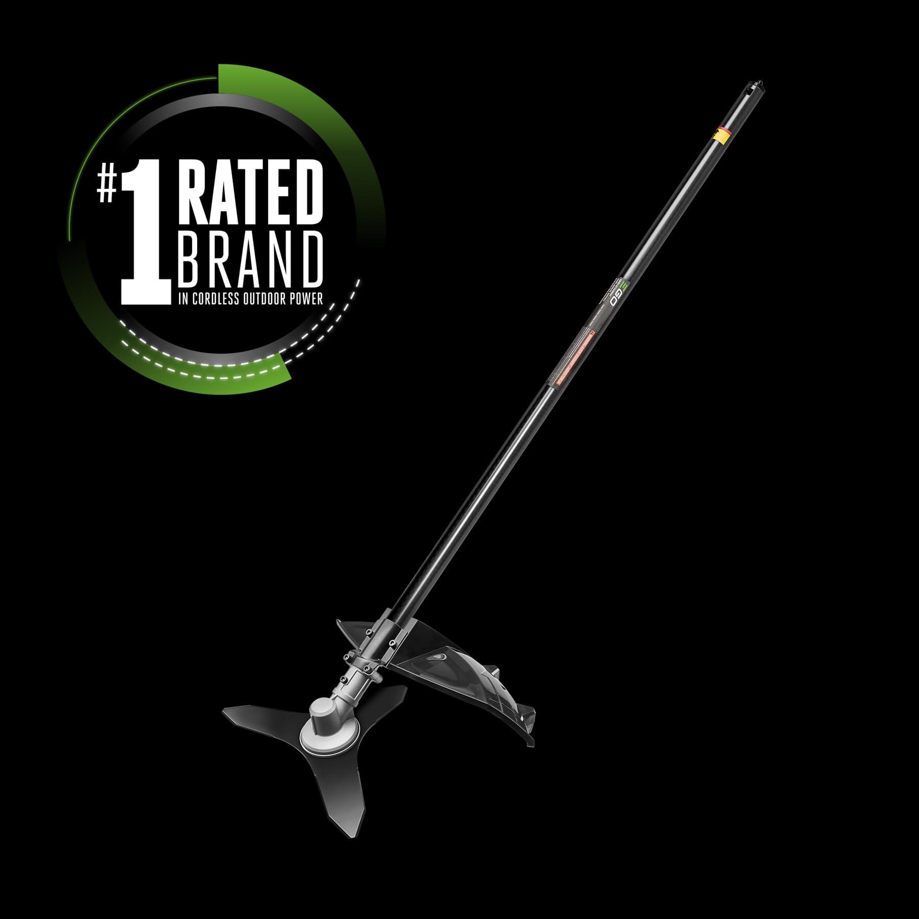 EGO Power+ blade close-up highlighting three-tooth steel construction and durability