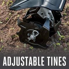 EGO Power+ cultivator attached to PH1400 tilling soil for easy lawn prep benefit