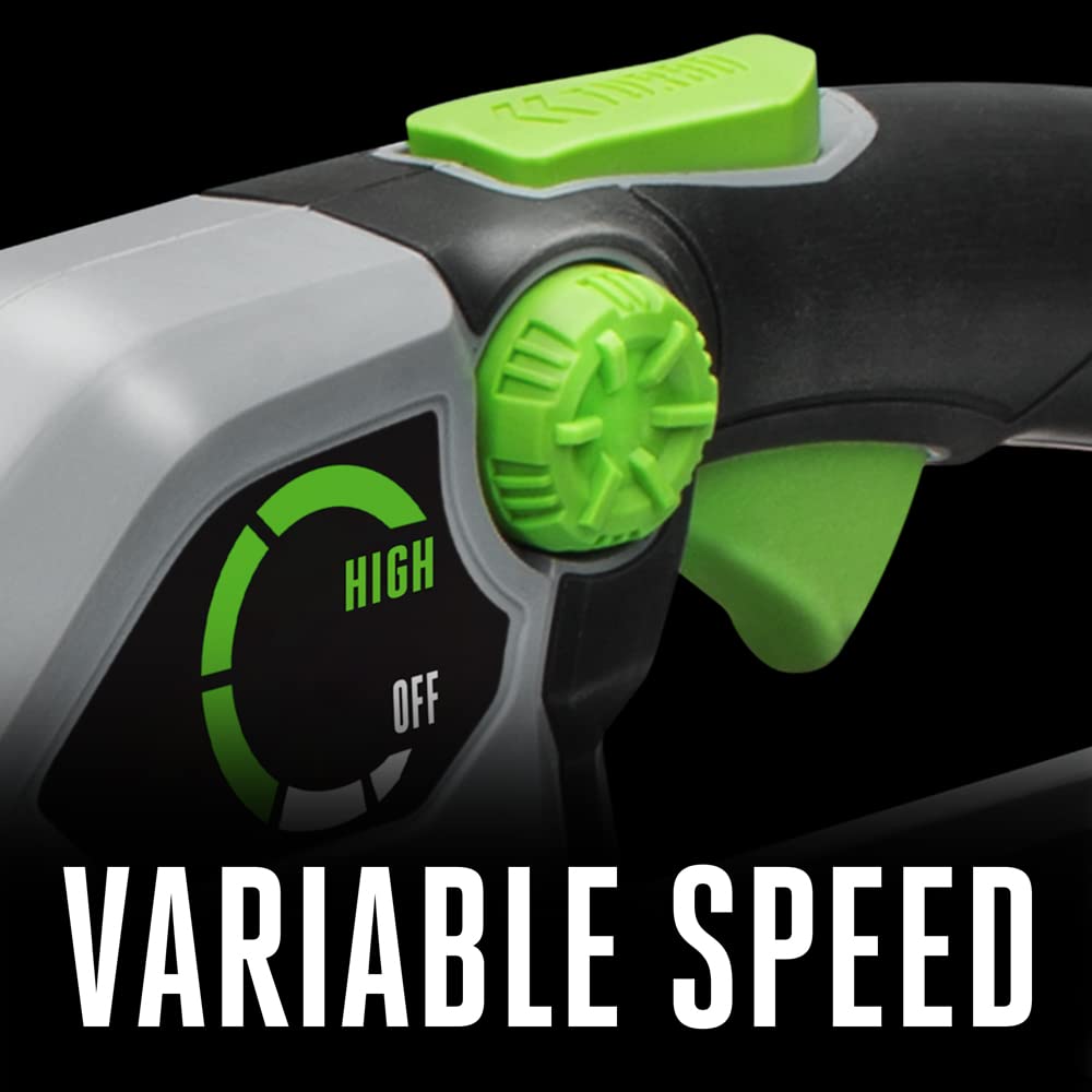 EGO POWER+ charger with 2.5Ah battery demonstrating fast 50-minute recharge