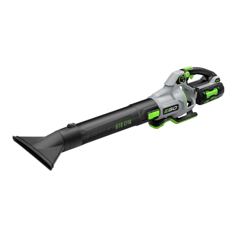 EGO Power+ LB6703 used in a yard setting showing reliable seasonal cleanup