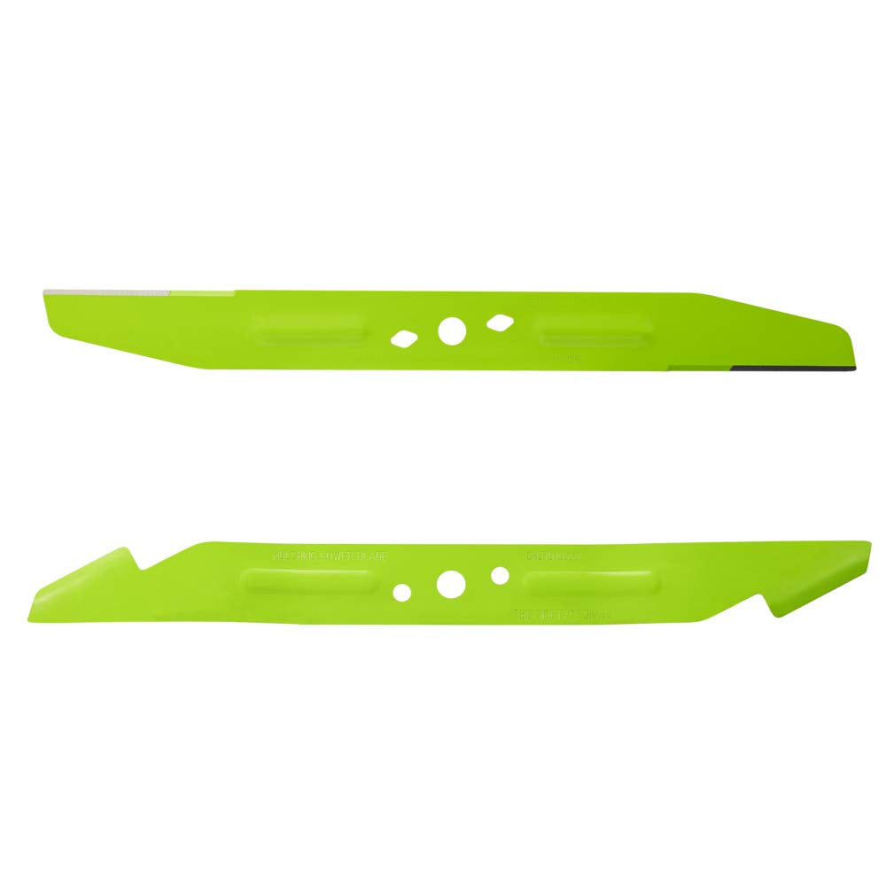 EGO Power+ front view of dual blades showing clean design and improved cut