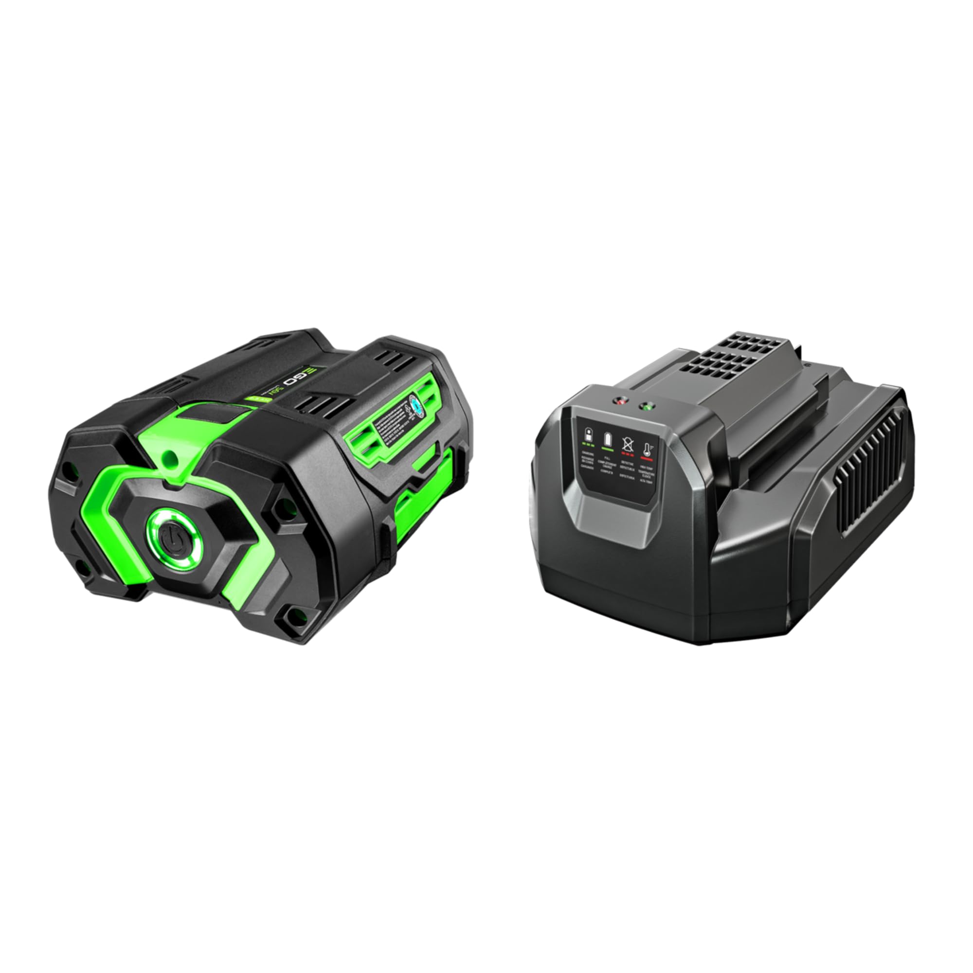 EGO Power+ front view battery showing compact pack and ready-to-install benefit
