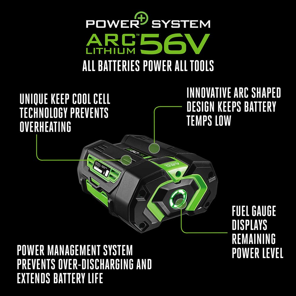 EGO Power+ side label highlighting model and clear capacity identification benefit