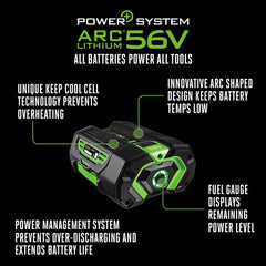 EGO Power+ side label highlighting model and clear capacity identification benefit