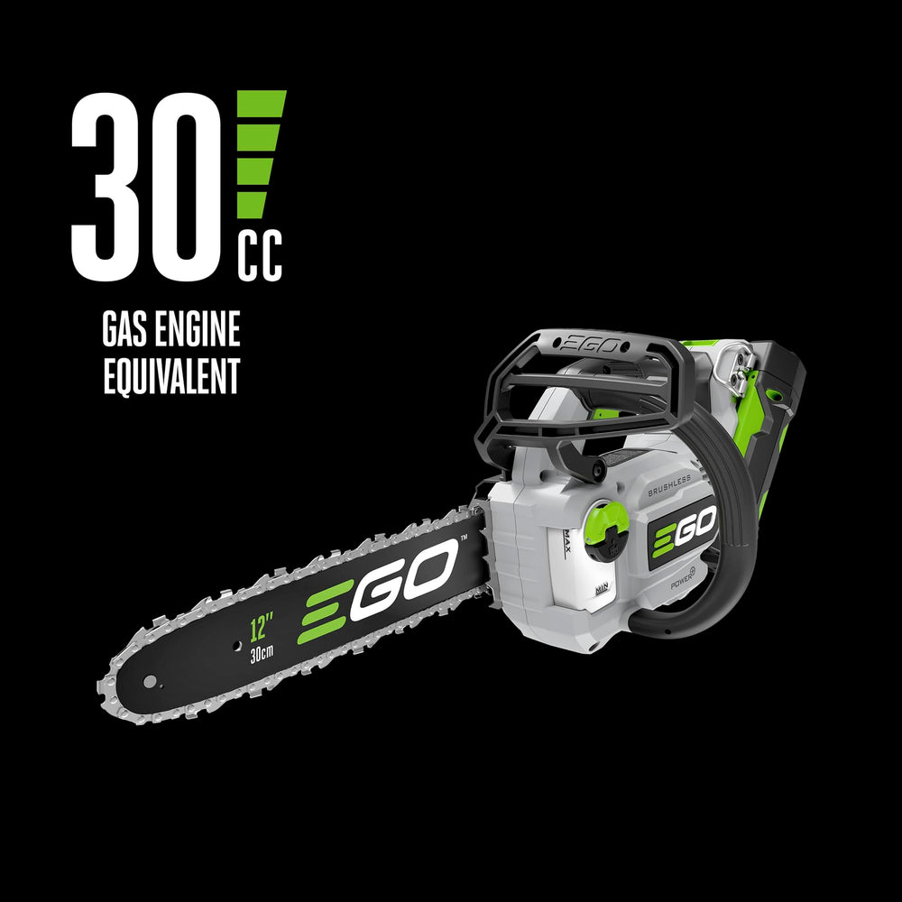 EGO Power+ CS1201 side profile illustrating lightweight balance for reduced fatigue