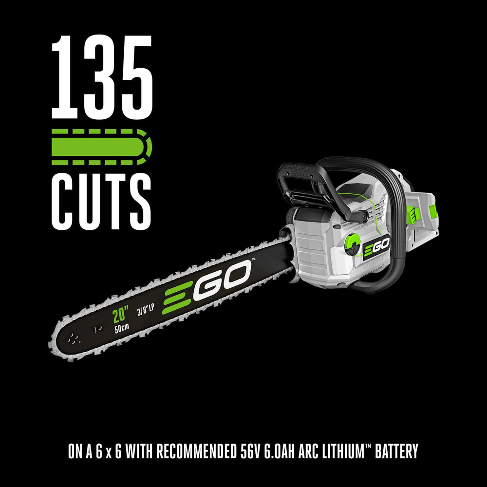 EGO POWER+ CS2000 digital display close-up showing speed modes and battery status