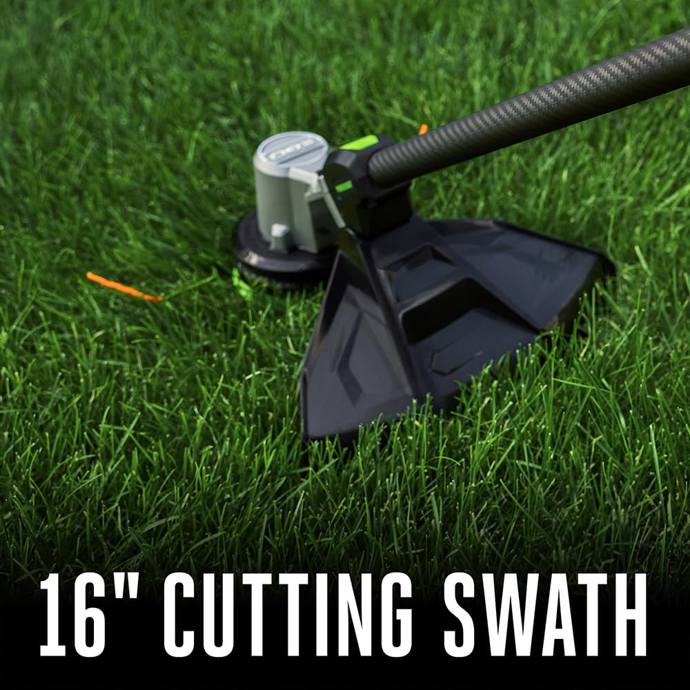 EGO Power+ cutting head with 0.095" dual line showing professional cuts benefit
