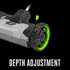EGO Power+ rugged 8-inch wheels detail for smooth operation on lawns