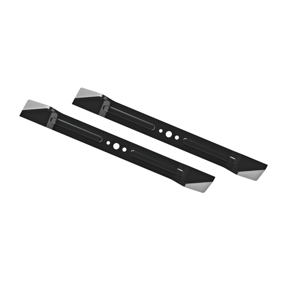 EGO Power+ front view of two 21-inch bagging blades showing neat profile and compatibility