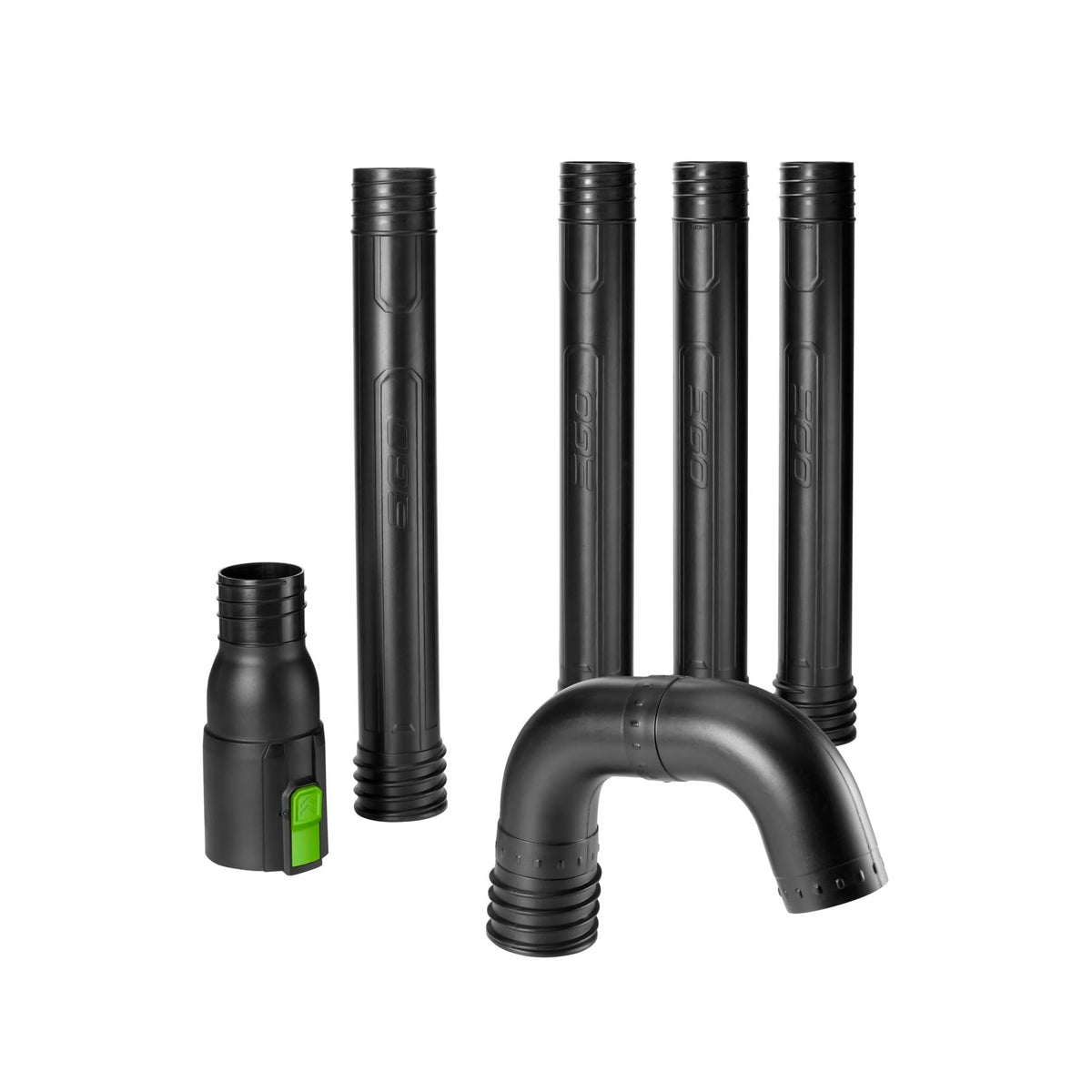 EGO Power+ gutter attachment front view showing secure connection and safe ground use