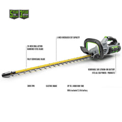 EGO POWER+ battery and charger included, showing 56V 2.5Ah power and fast recharge