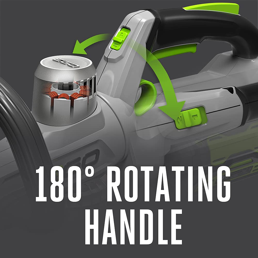 EGO Power+ rotating handle detail showing five positions for improved control